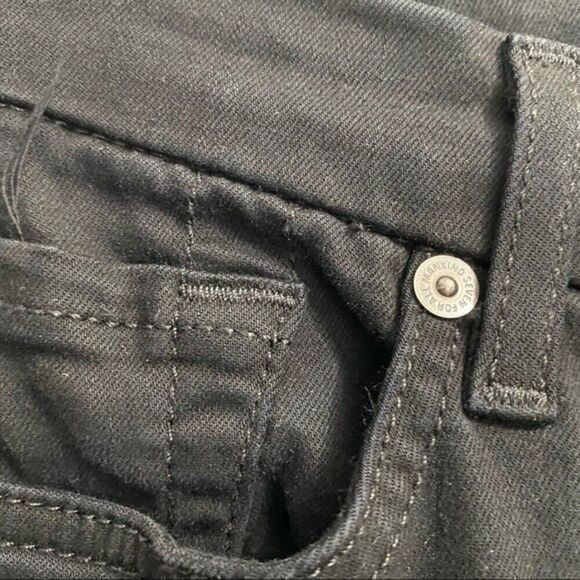 7 For All Mankind size 23 b(air) The Ankle Skinny black jeans white stripe 505B3 - Picture 4 of 15